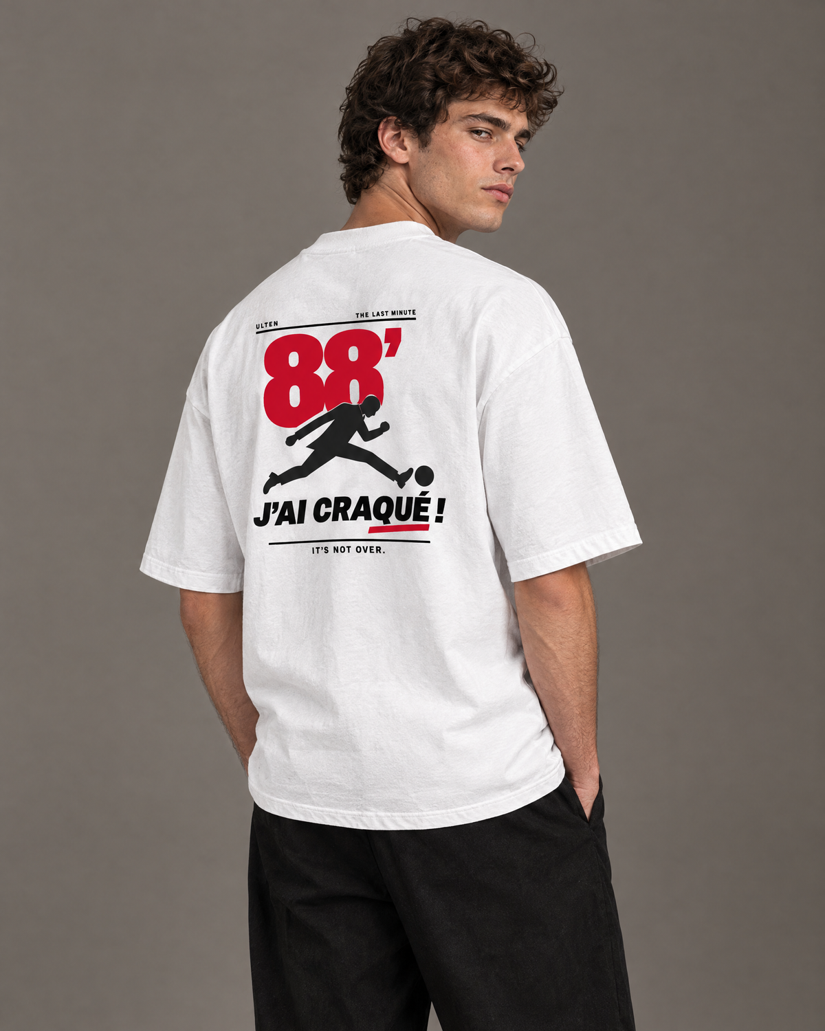 T-shirt oversize « 88' J'AI CRAQUÉ ! » – Blanc